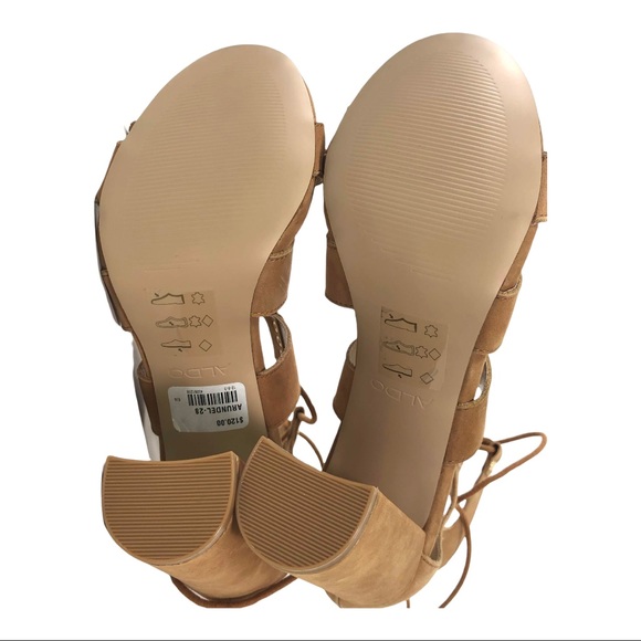 ALDO High Heel Tassel Tie Gladiator Sandals in Suede Cognac - Picture 12 of 12